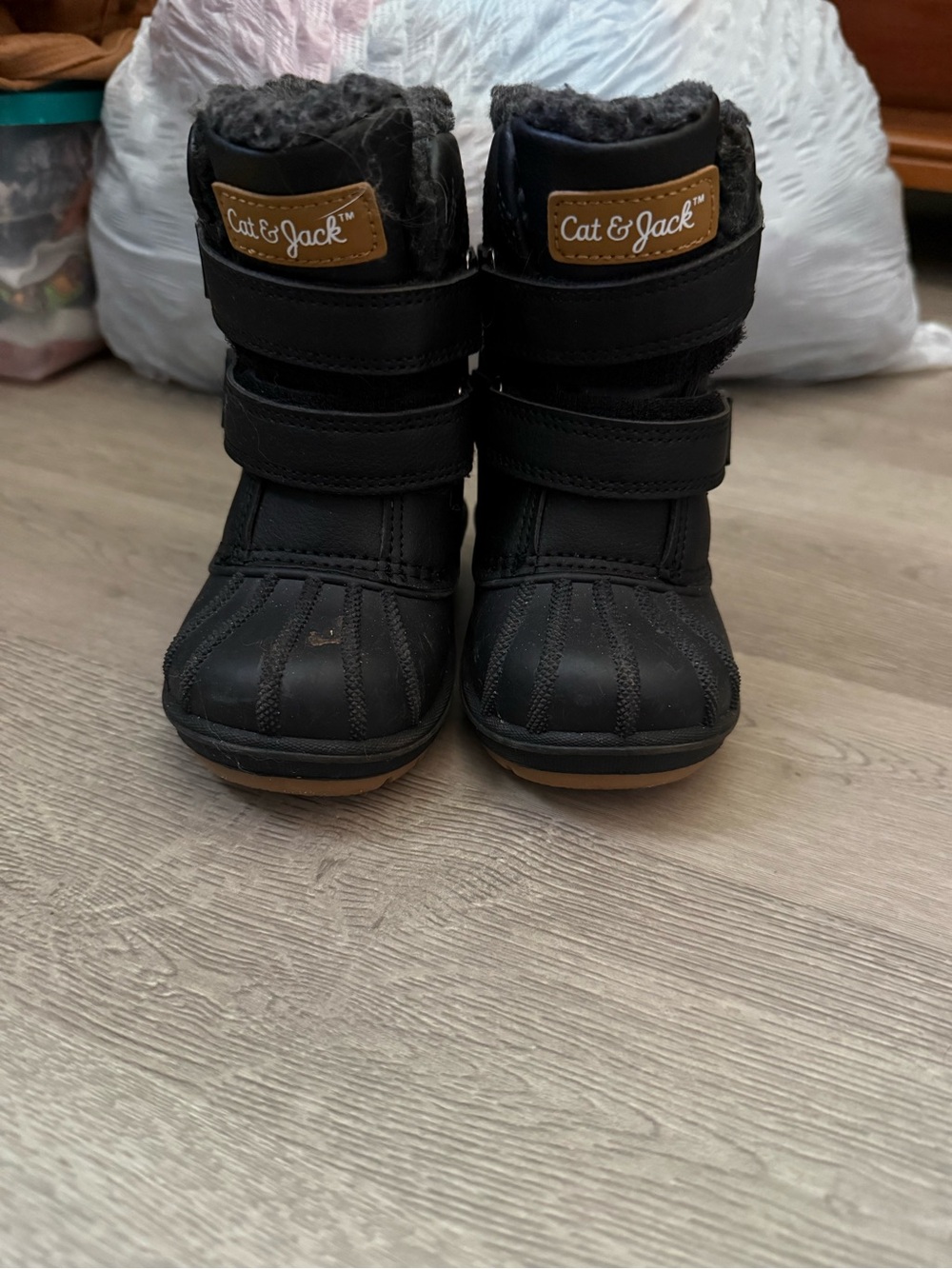 Cat & Jack Black Faux-Fur Lined Kids Winter Boots